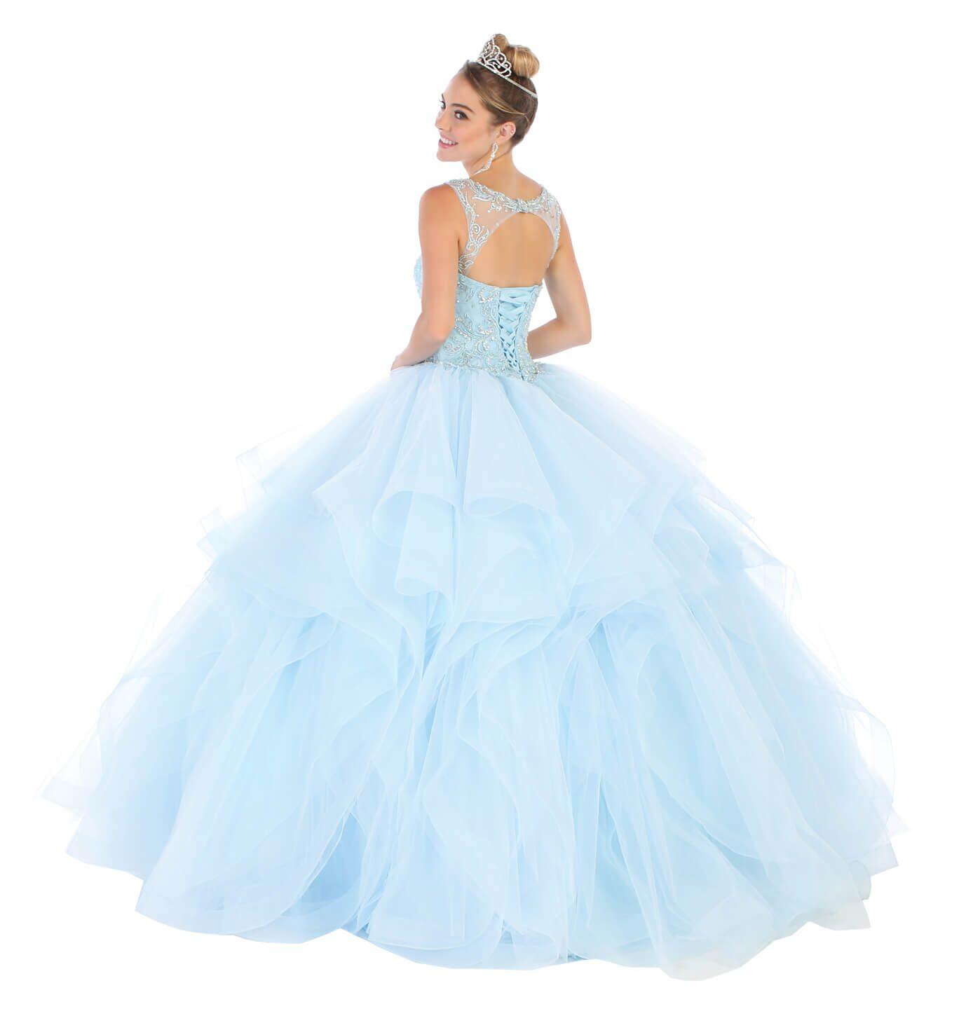 Long Sleeveless Quinceanera Sweet 16 Ball Gown - The Dress Outlet May Queen