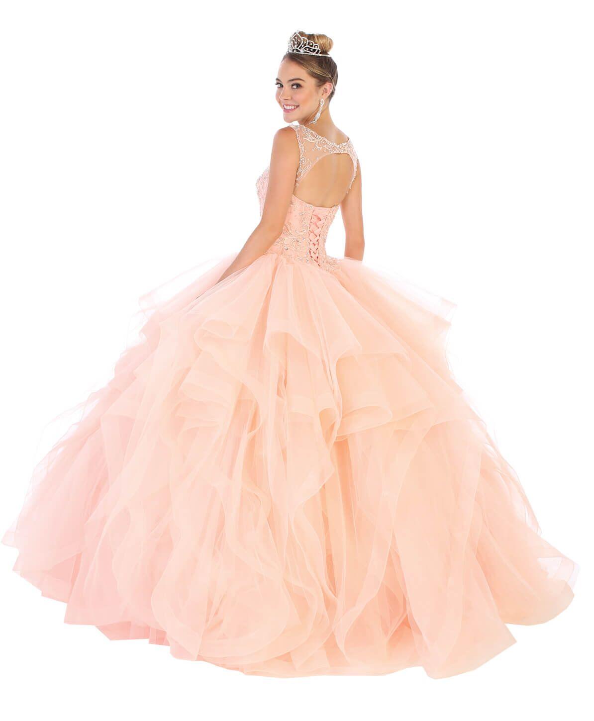 Long Sleeveless Quinceanera Sweet 16 Ball Gown - The Dress Outlet May Queen