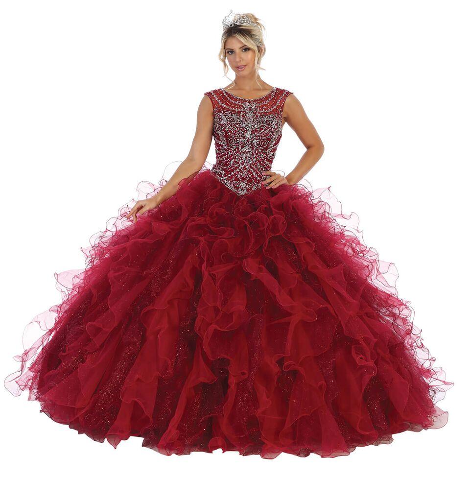 Long Sleeveless Quinceanera Sweet 16 Dress Ball Gown - The Dress Outlet May Queen