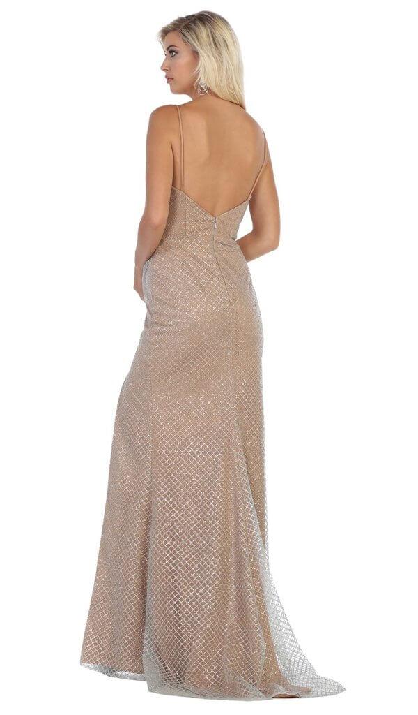 Long Spaghetti Strap Evening Gown Formal Prom Dress - The Dress Outlet May Queen