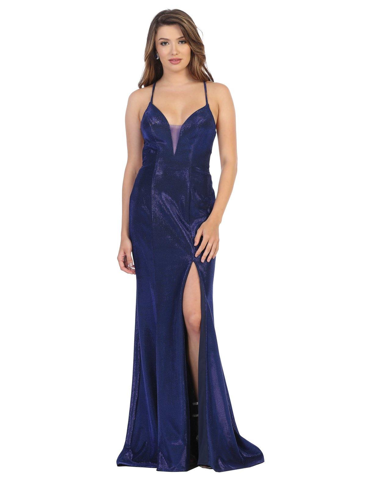 Long Spaghetti Strap Evening Prom Dress Formal - The Dress Outlet May Queen