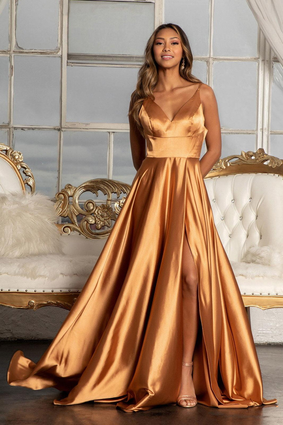 Sienna Long Spaghetti Strap Formal Bridesmaid Satin Dress Sale The Dress Outlet for 51.99