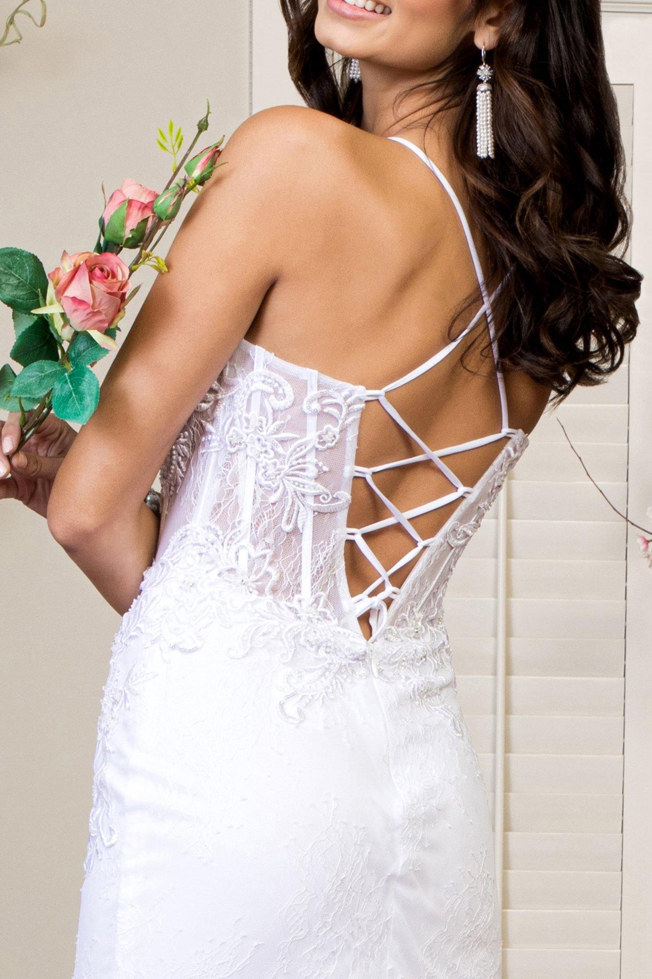 Long Spaghetti Strap Mermaid Wedding Gown