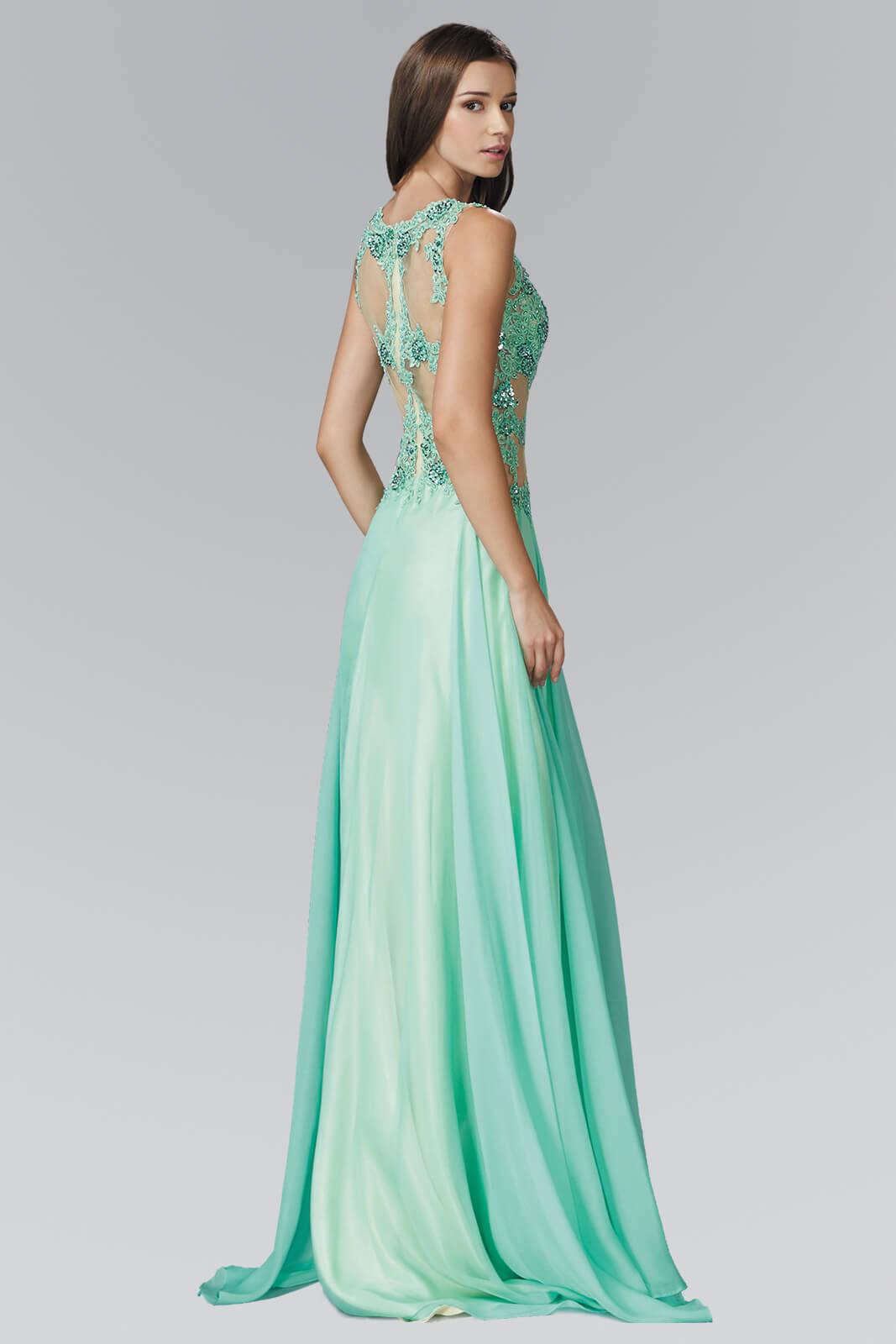 Long Strapless Beaded Chiffon Prom Formal Dress - The Dress Outlet Elizabeth K