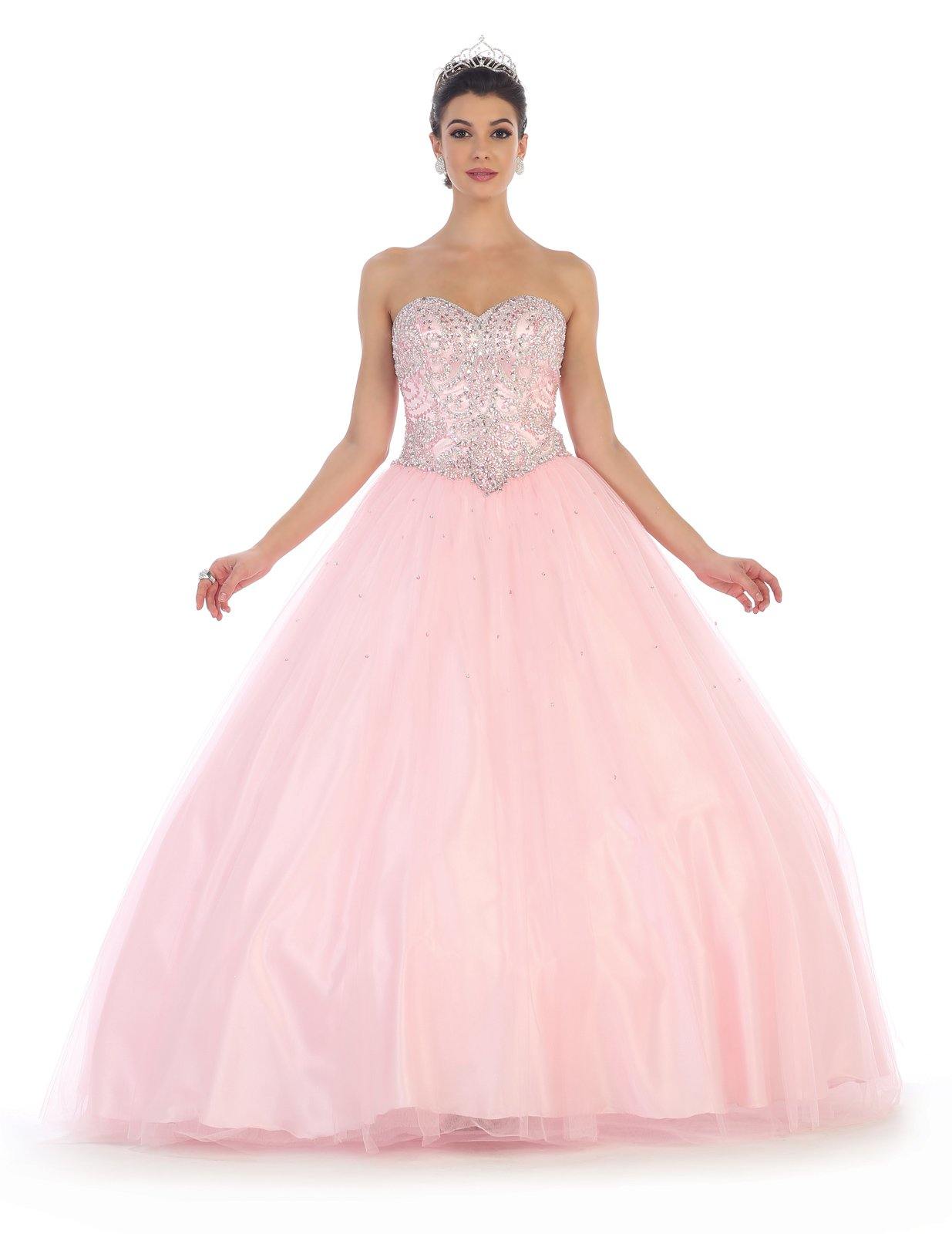Long Strapless Dress Quinceanera Gown - The Dress Outlet May Queen