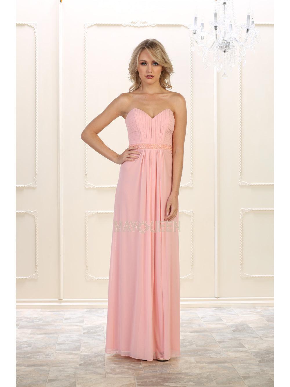 Long Strapless Formal Dress Bridesmaid - The Dress Outlet May Queen