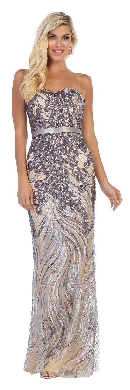 Long Strapless Sweetheart Beaded Plus Size Prom Dress - The Dress Outlet May Queen
