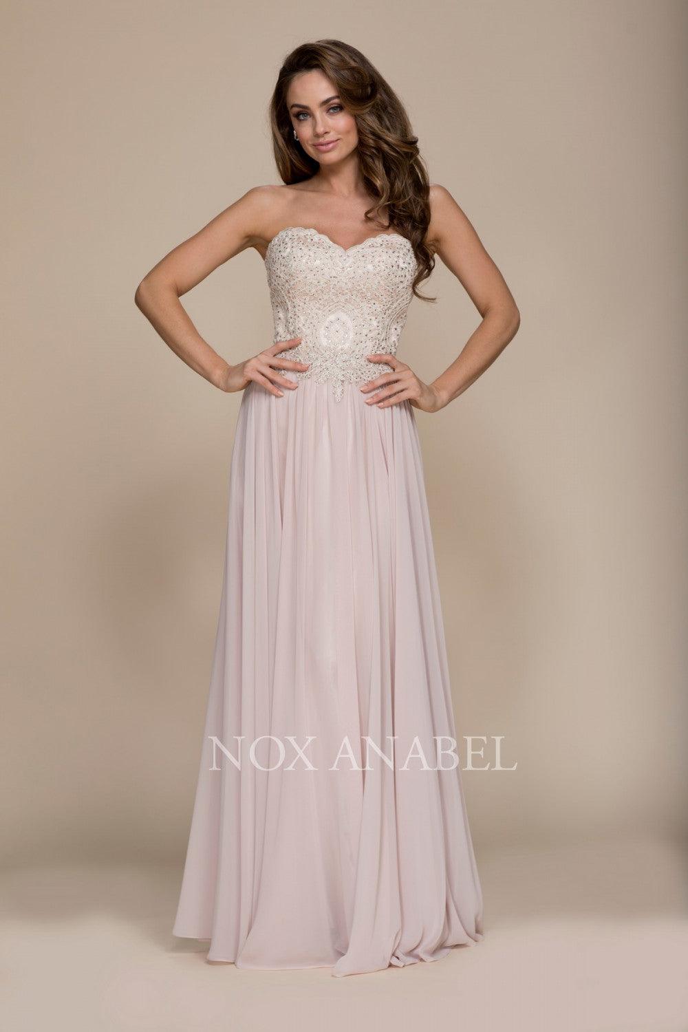 Long Strapless Sweetheart Corset Back Prom Dress - The Dress Outlet Nox Anabel