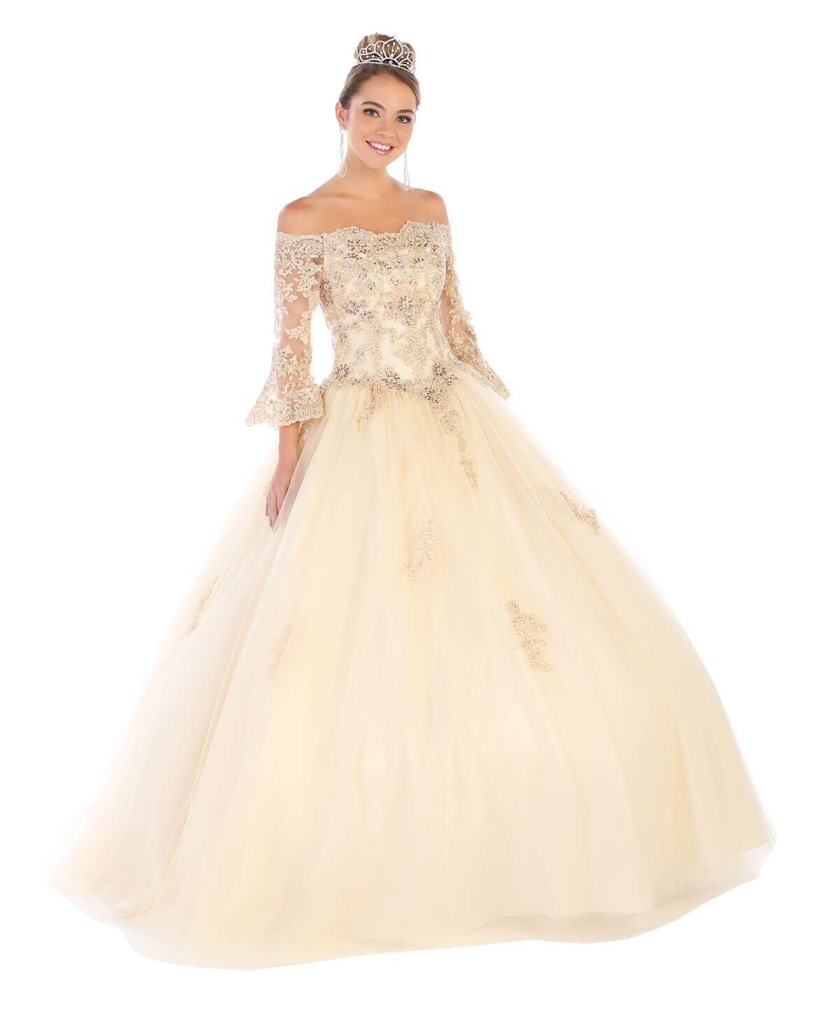 Long Sweet 16 Quinceanera Ball Gown - The Dress Outlet May Queen