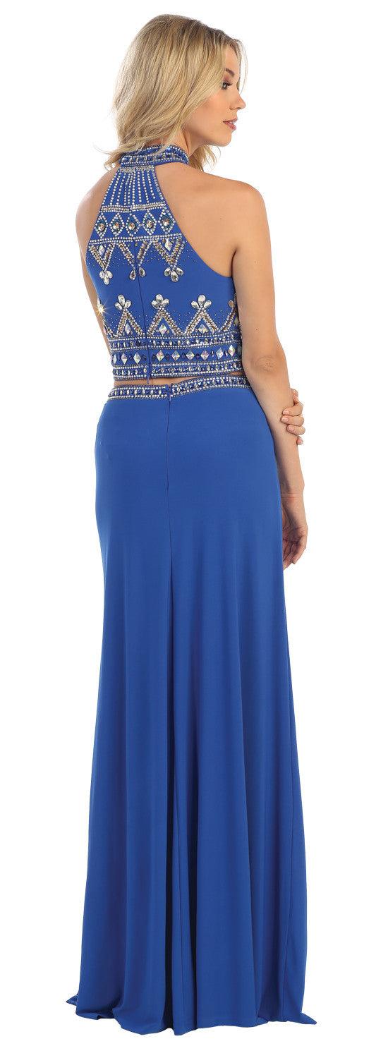 Long Two Piece Set Prom Dress Formal Evening Gown - The Dress Outlet May Queen