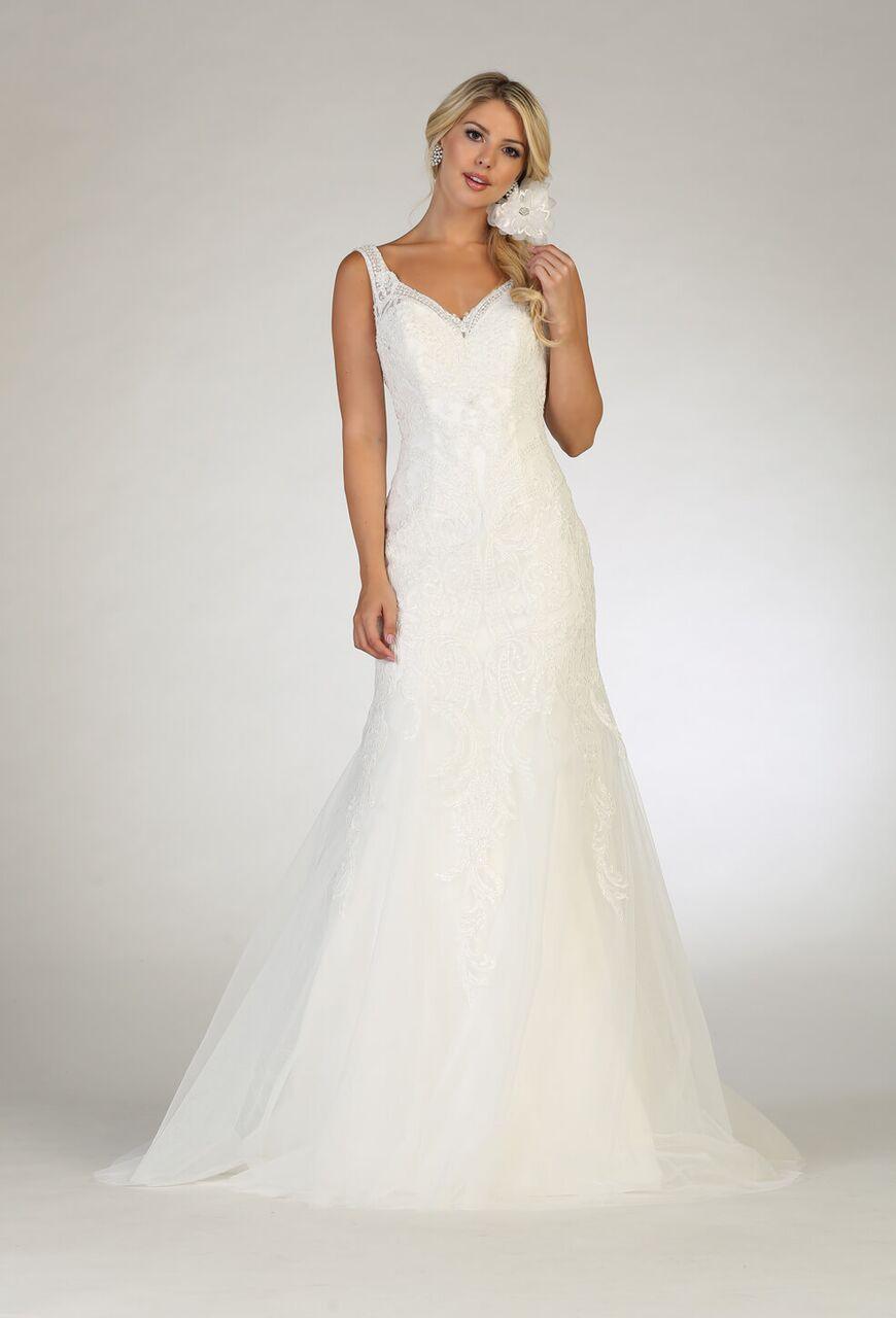 Long Wedding Dress Trumpet Bridal Gown - The Dress Outlet May Queen