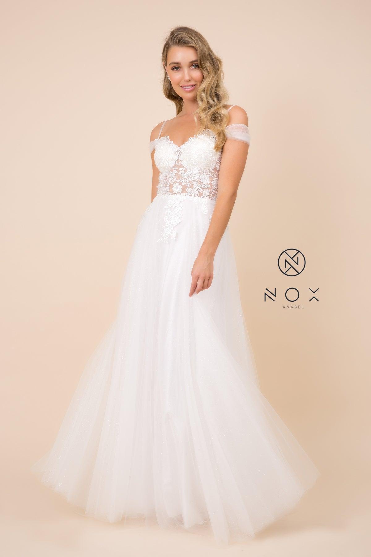 Long Wedding Gown Formal White - The Dress Outlet Nox Anabel