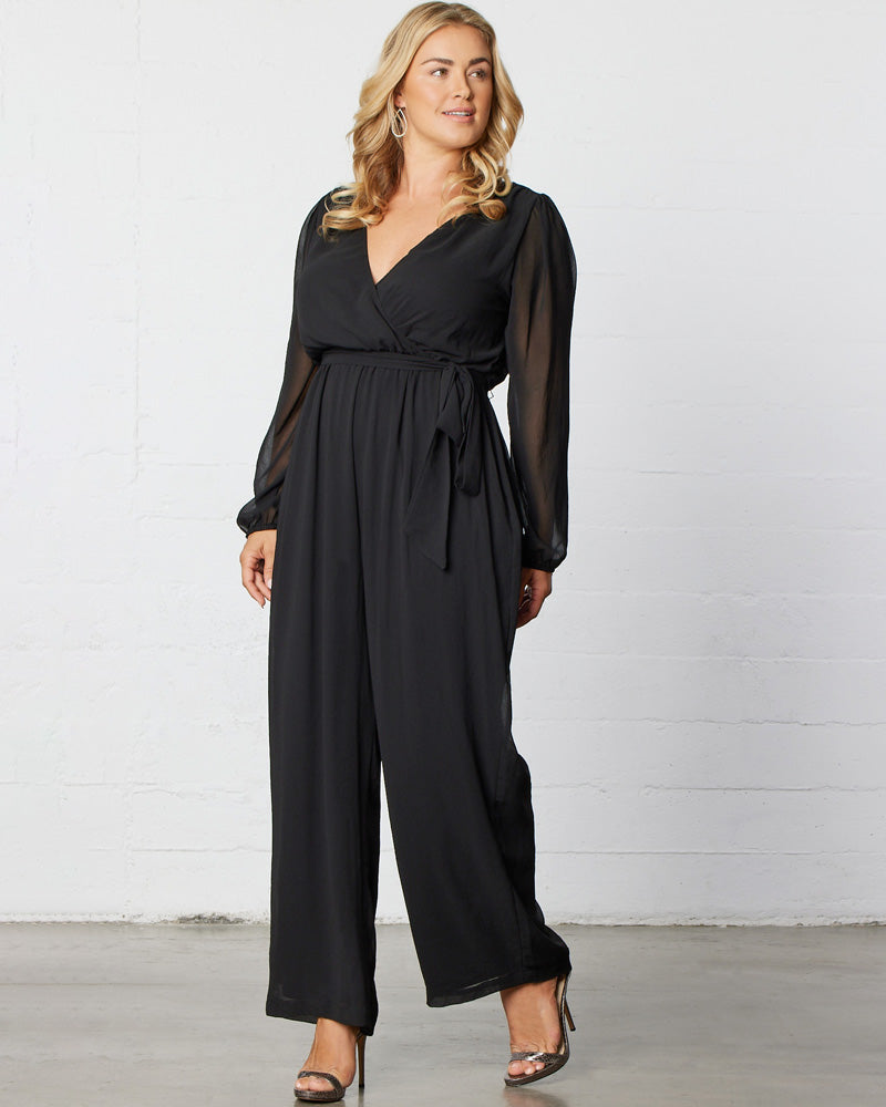 Jumpsuit Long Sleeve Formal Jumpsuit Kiyonna 31222801 Black Noir