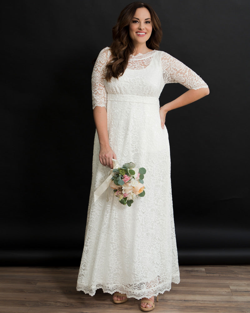 Wedding Dresses Long A Line Lace Bridal Wedding Dress Kiyonna 13170916 Ivory/White