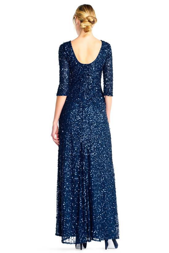 Scoop Neck Floor-Length Sequined Evening Formal Dress Adrianna Papell 091919970