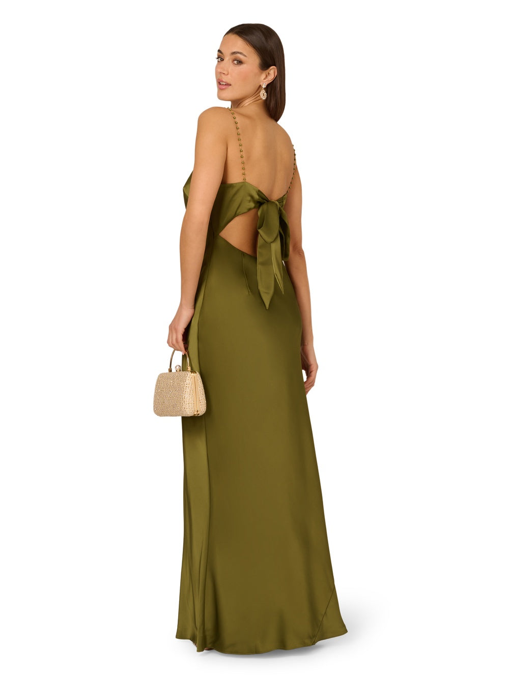 Square Floor-Length Satin Formal Sheath Gown Adrianna Papell ADAE212175