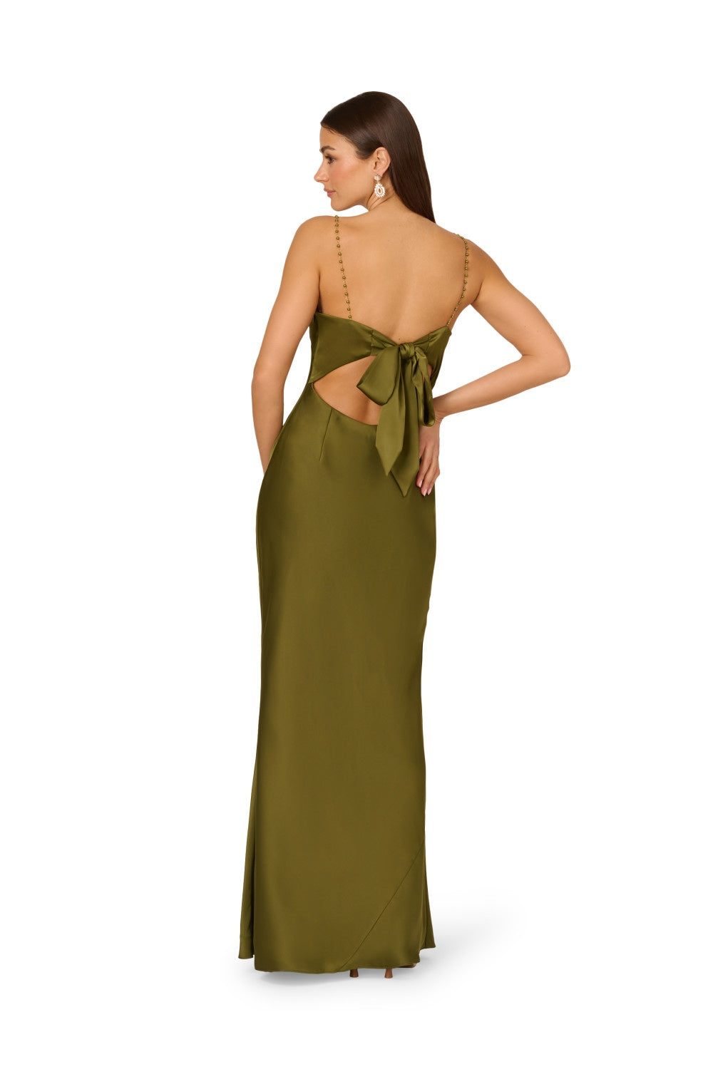 Square Floor-Length Satin Formal Sheath Gown Adrianna Papell ADAE212175