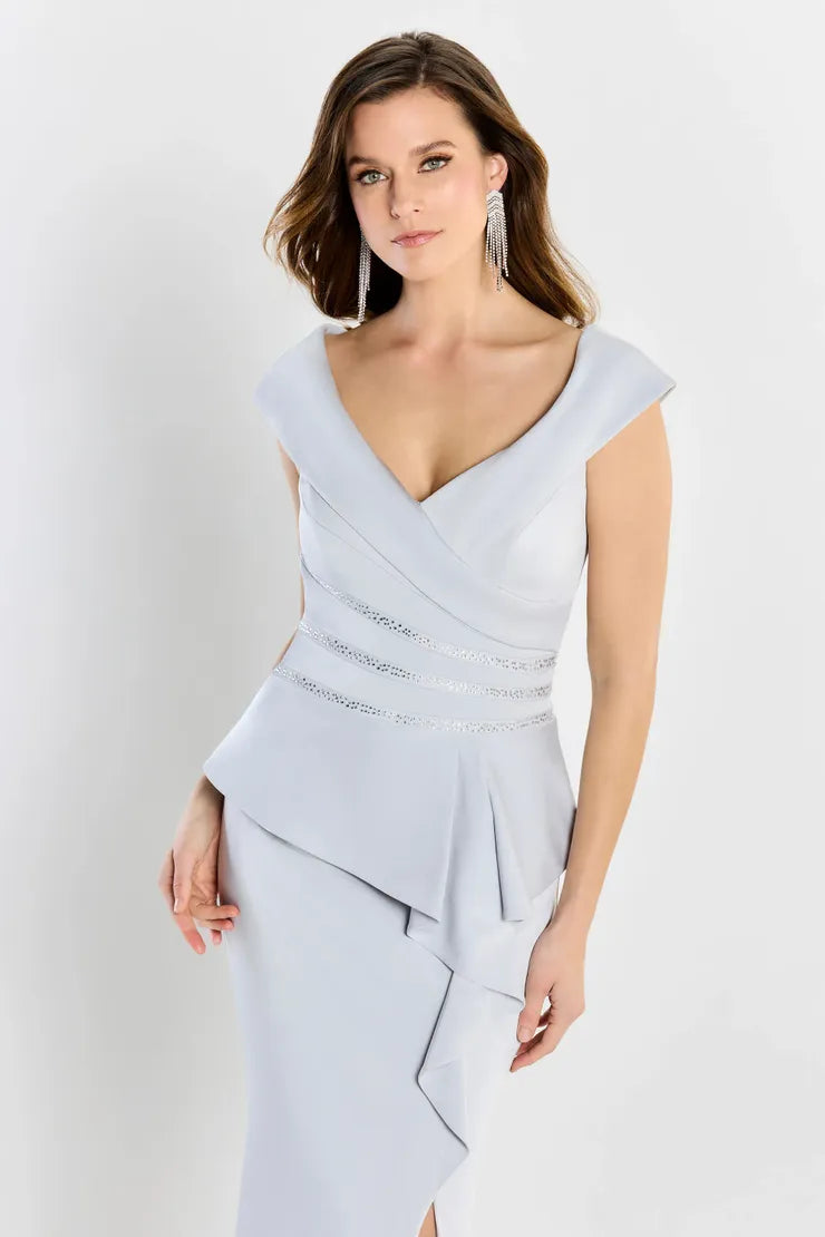 Formal Dresses Long Fit Peplum Formal Evening Dress Ice Gray