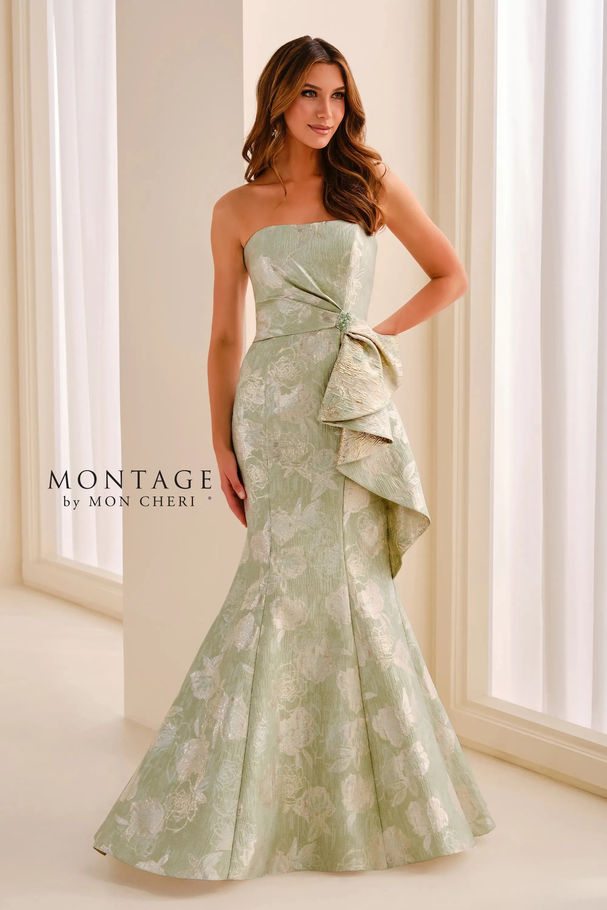 Strapless Straight Neck Floor-Length Mikado Formal Mermaid/Trumpet Montage M3214