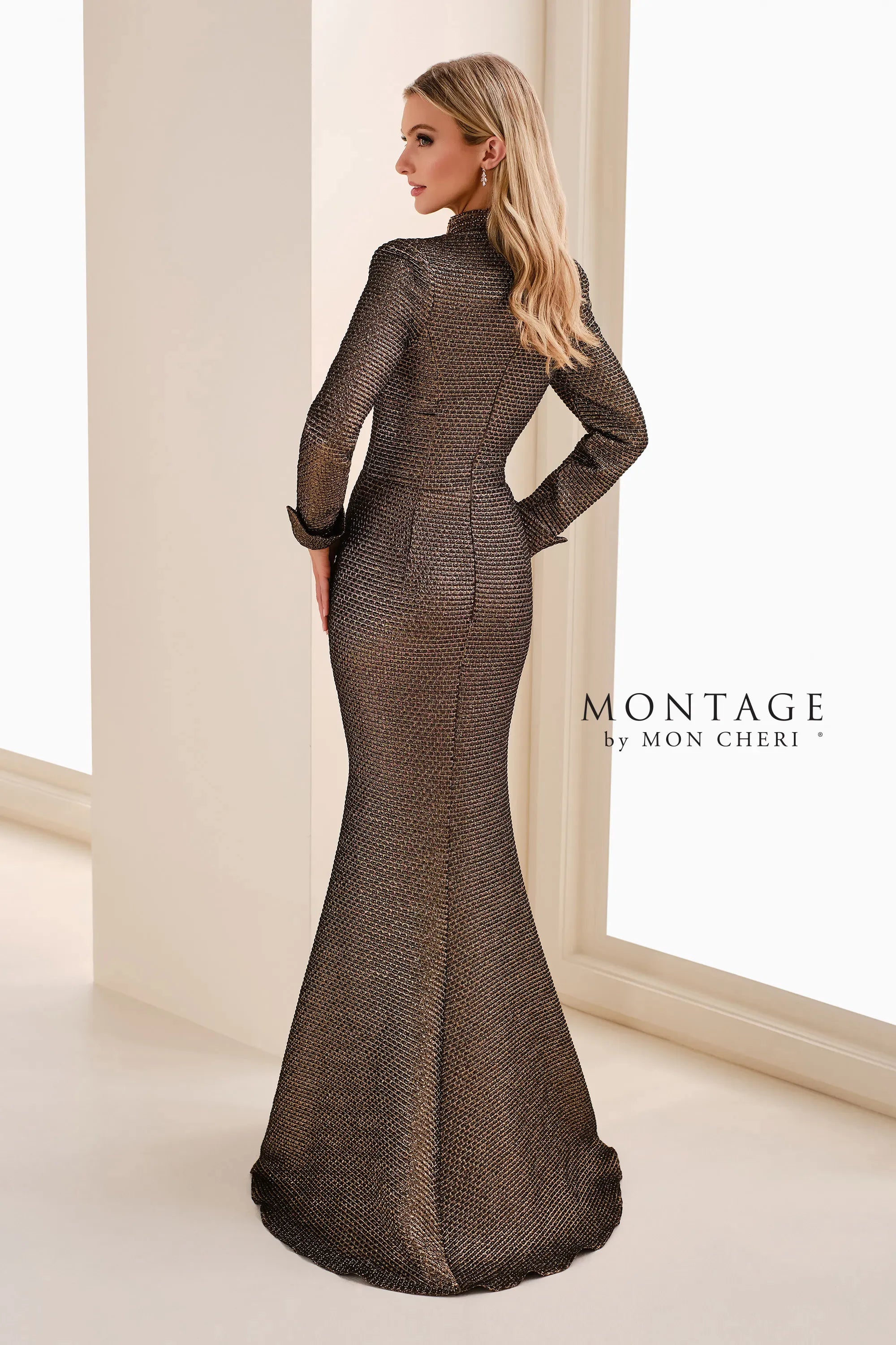 Mother of the Bride Dresses Long Sleeve Metallic Mother of the Bride Dress Bronze