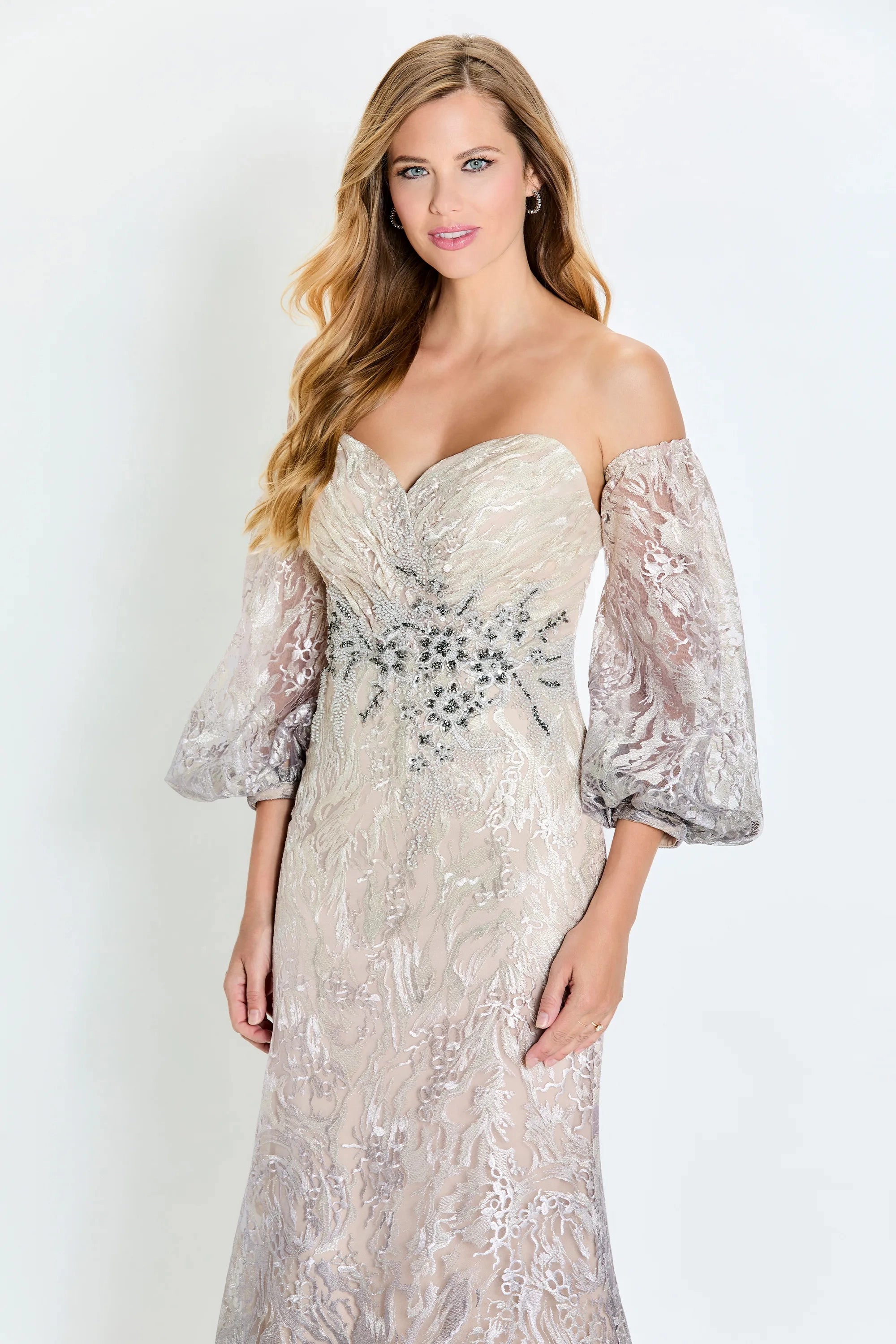 Formal Dresses Long Evening Gown Detachable Sleeve Formal Dress Taupe/Cocoa
