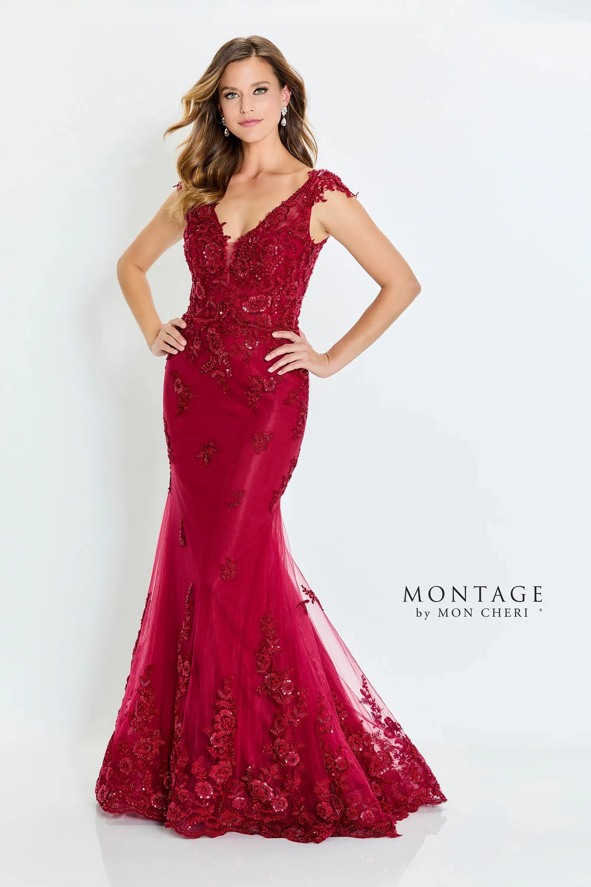 Formal Dresses Formal Beaded Long Floral Evening Dress Bordeaux