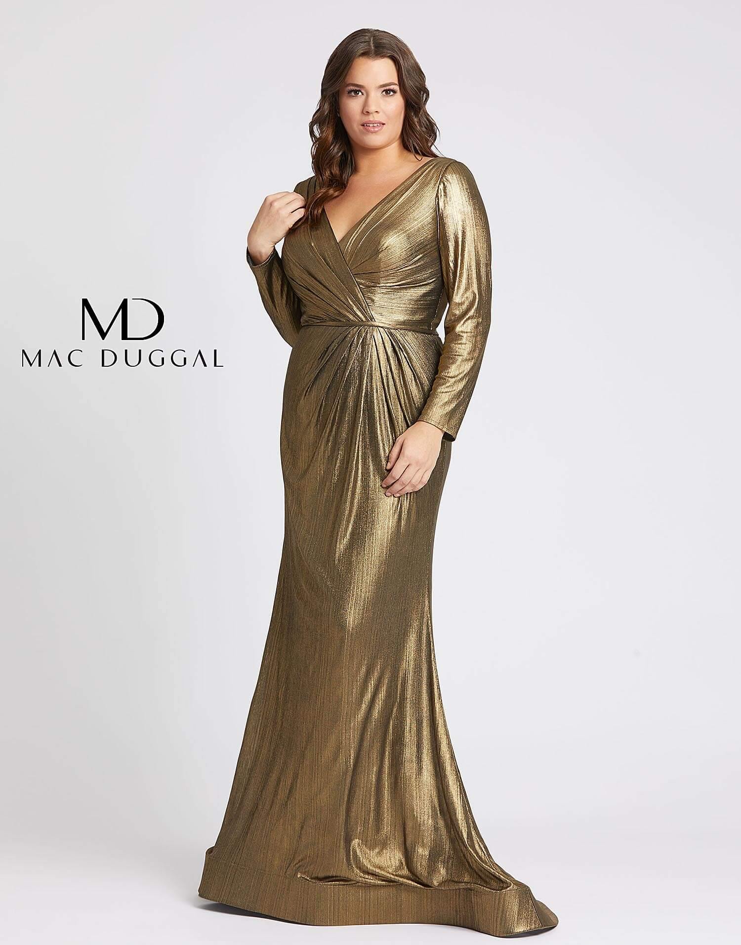 Bronze Mac Duggal 49073 Fabulouss Plus Size Long Prom Dress for $306.99