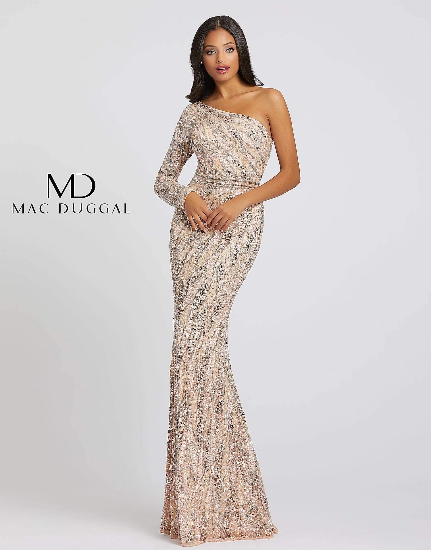 Mac Duggal 4982 Prom Long Formal One Shoulder Evening Dress