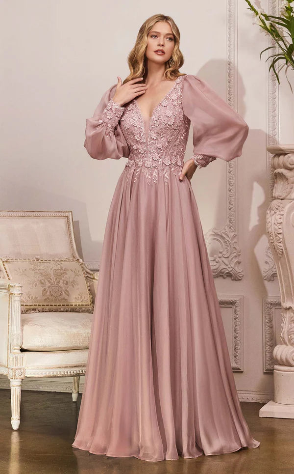 Formal Dresses Full Sleeve Long Formal Mother of the Bride Dress Mauve
