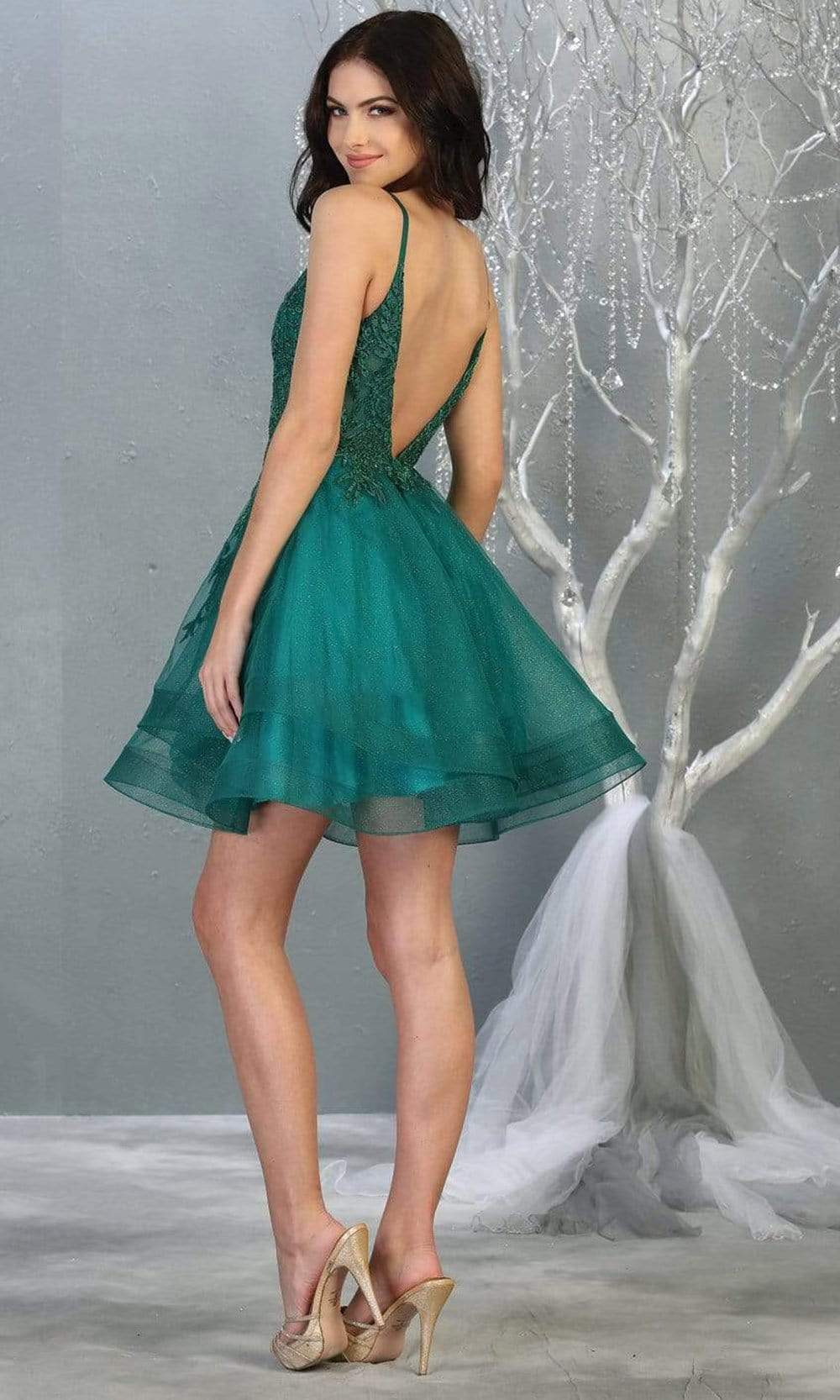 V-Neck Mini/Short Tulle Occasion A-Line May Queen 1816