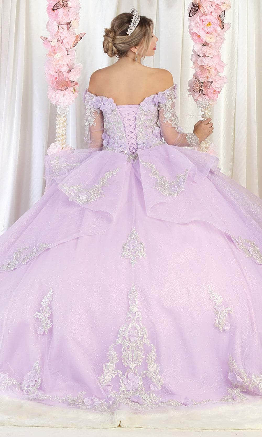 Off-the-Shoulder Floor-Length Tulle Prom Ball Gown May Queen LK189