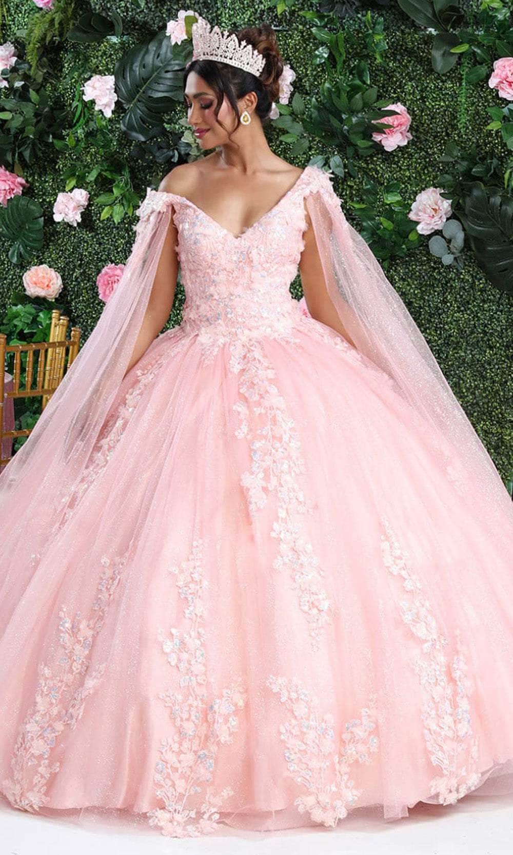 V-Neck Floor-Length Tulle Quinceañera Ball Gown May Queen LK193