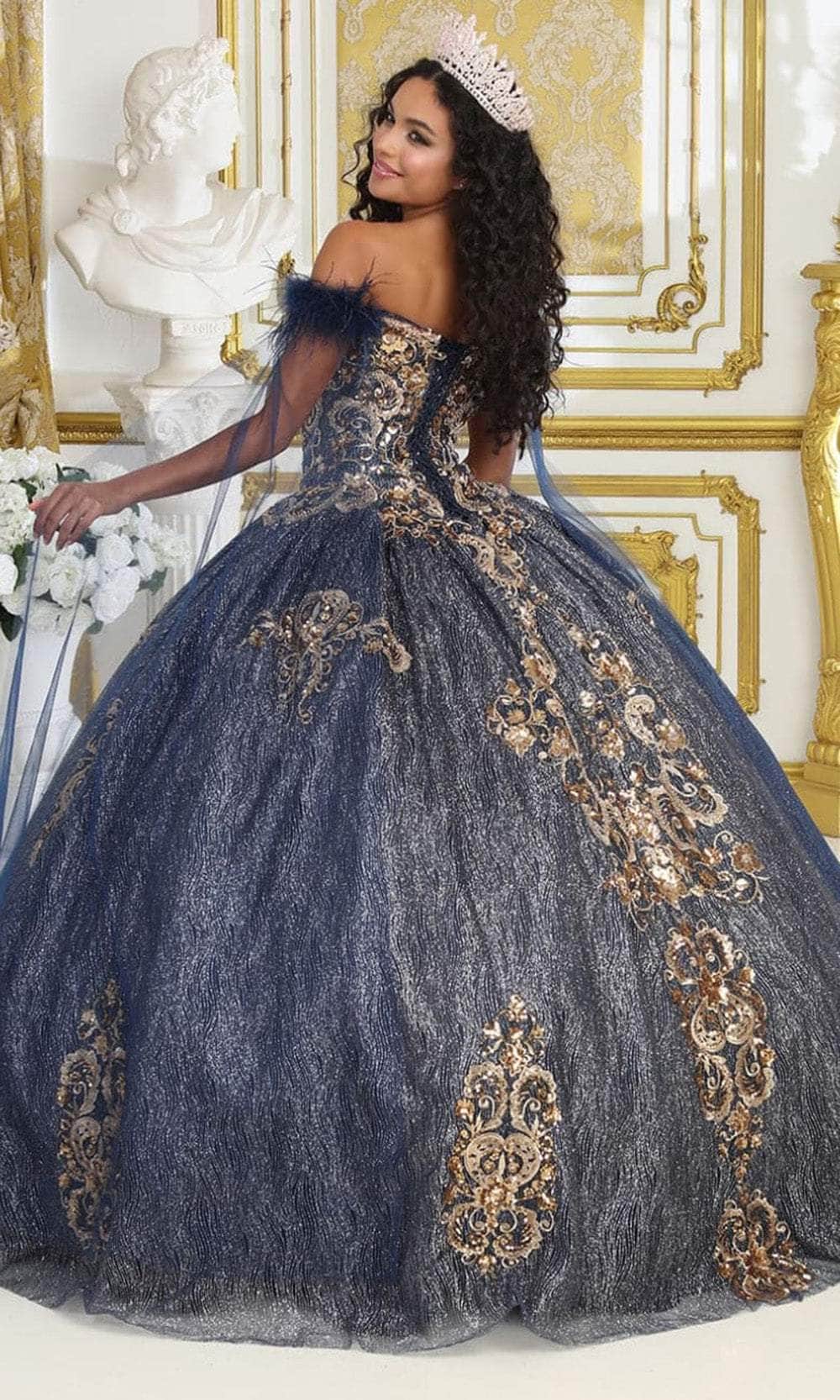 Off-the-Shoulder Floor-Length Tulle Quinceanera Ball Gown May Queen LK216