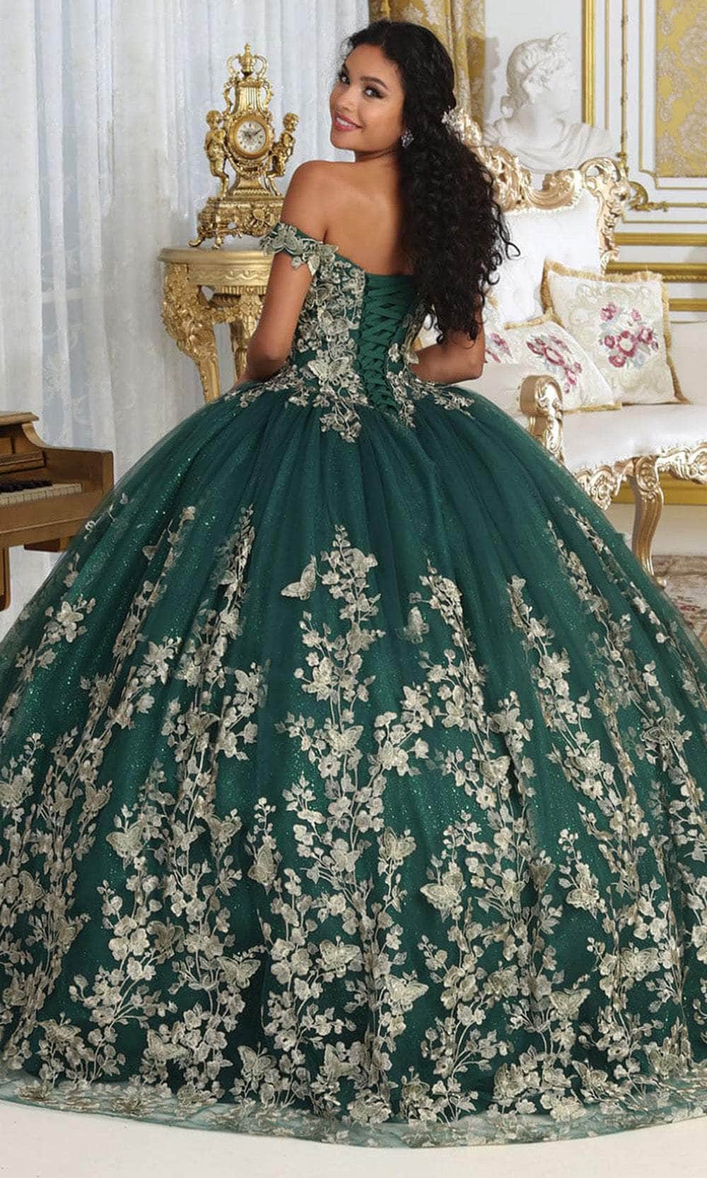 Off-the-Shoulder Floor-Length Tulle Quinceañera Ball Gown May Queen LK223
