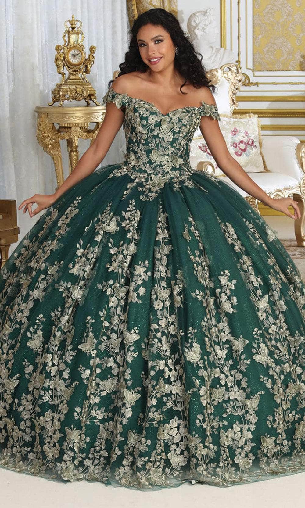 Off-the-Shoulder Floor-Length Tulle Quinceañera Ball Gown May Queen LK223