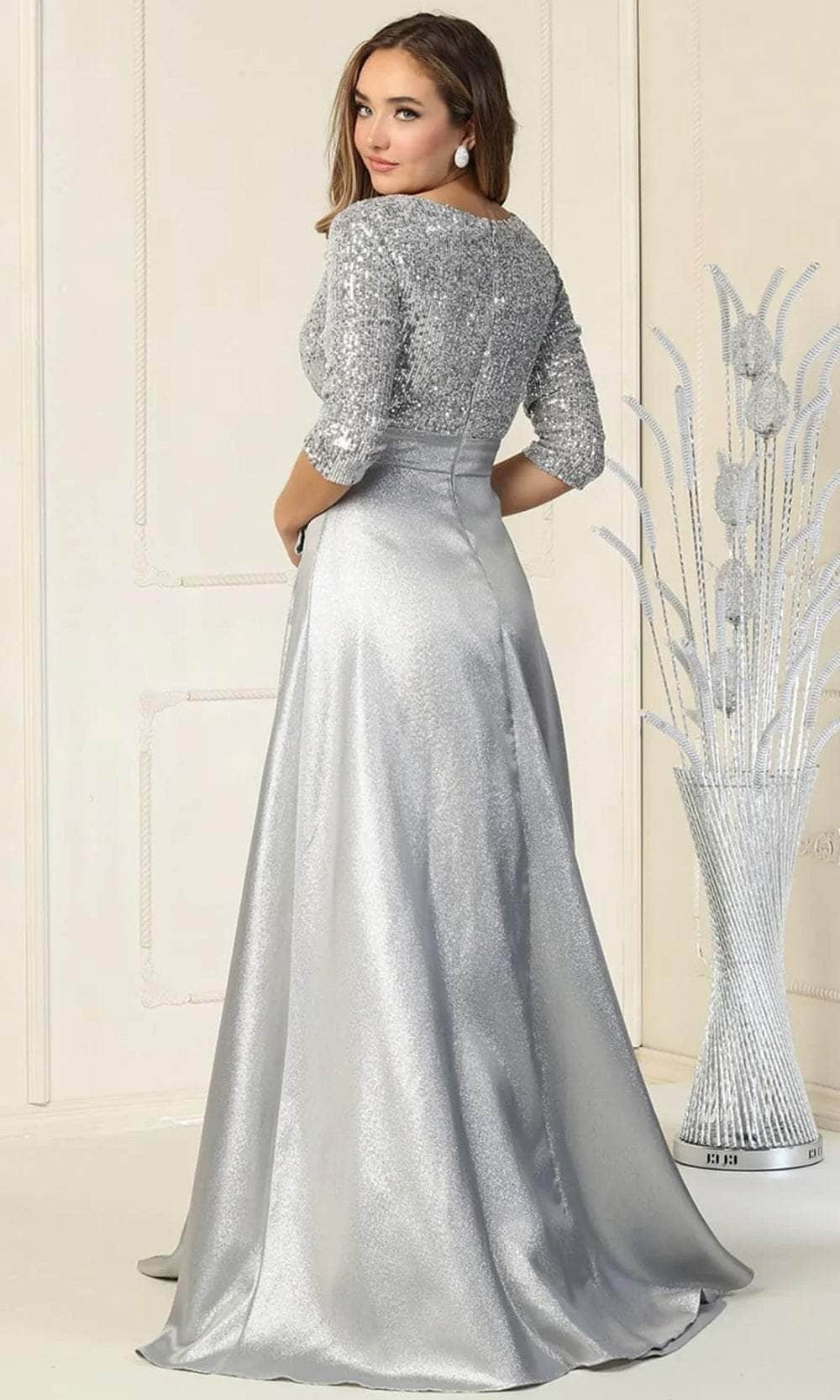 V-Neck Floor-Length Sequin Prom A-Line May Queen 1852