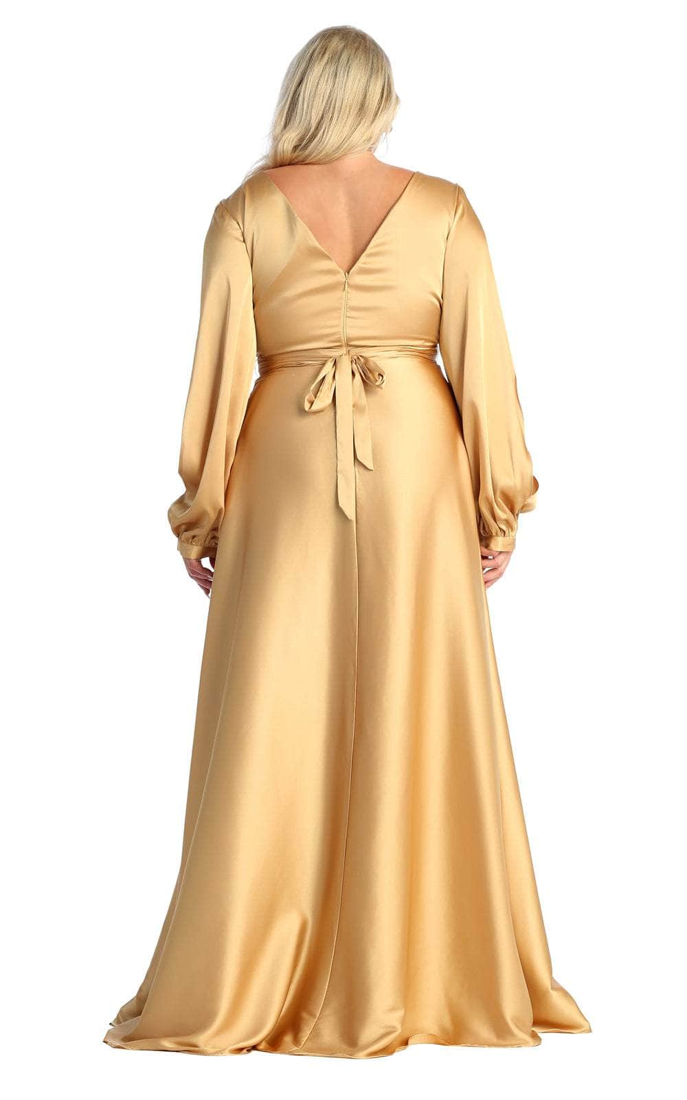 V-Neck Floor-Length Satin Formal A-Line May Queen 1857