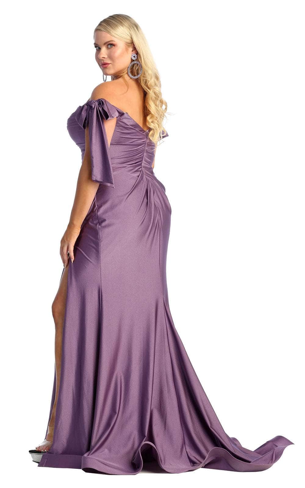 Off-the-Shoulder Floor-Length with Train Jersey Prom Sheath/Column May Queen 1858