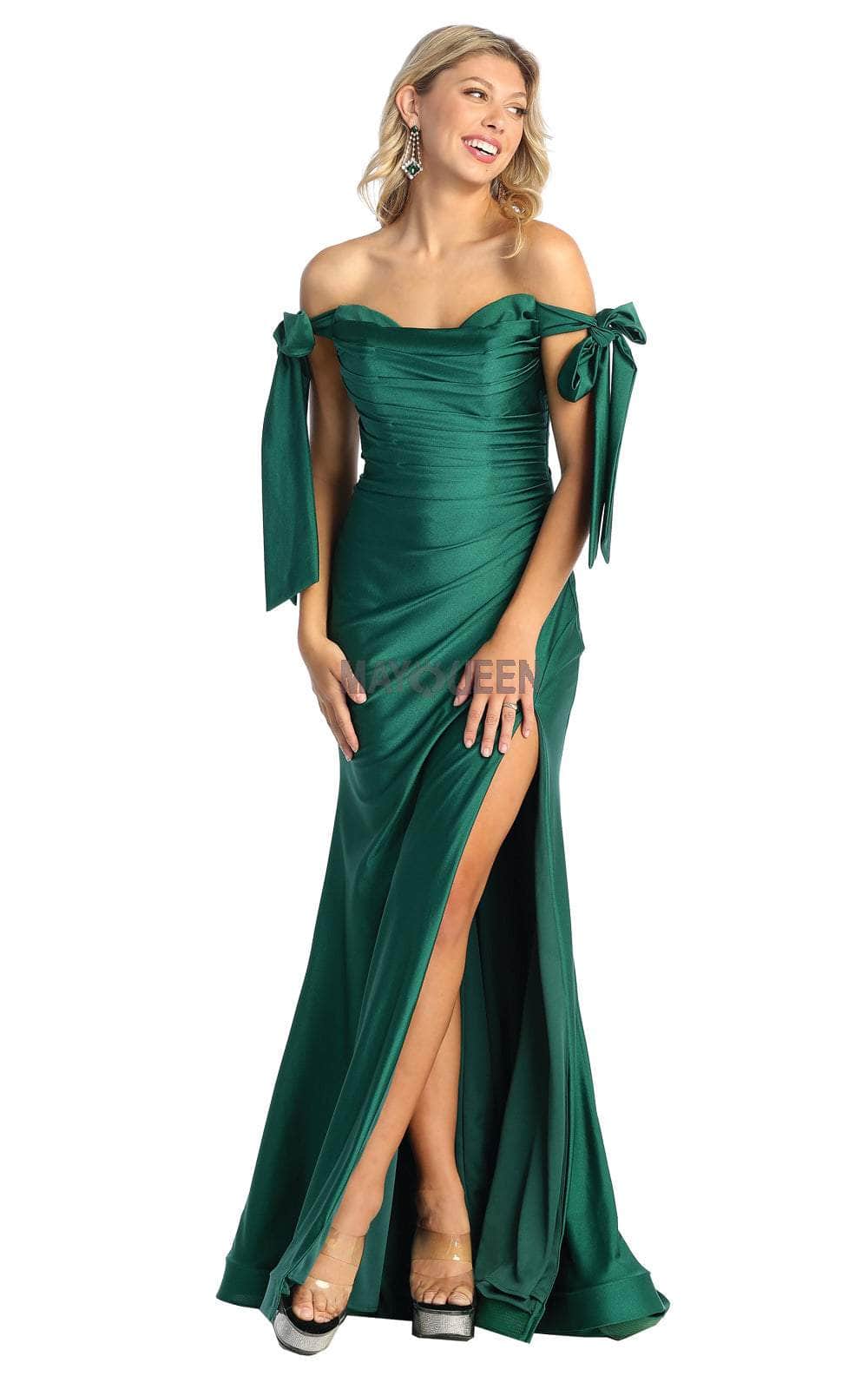 Off-the-Shoulder Floor-Length with Train Jersey Prom Sheath/Column May Queen 1858