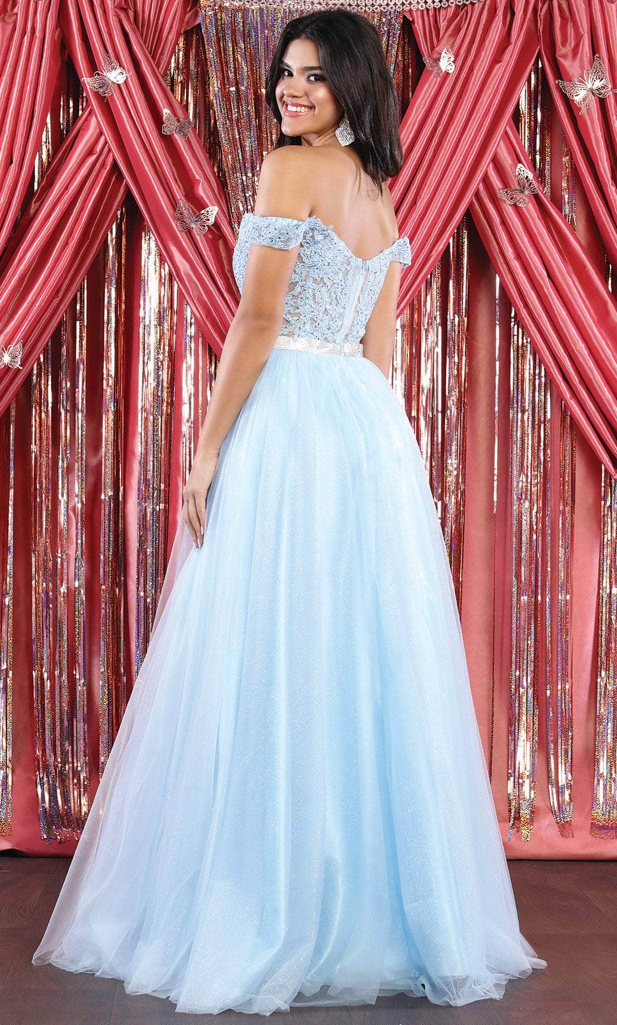 Off-the-Shoulder Floor-Length Tulle Prom A-Line May Queen 1935