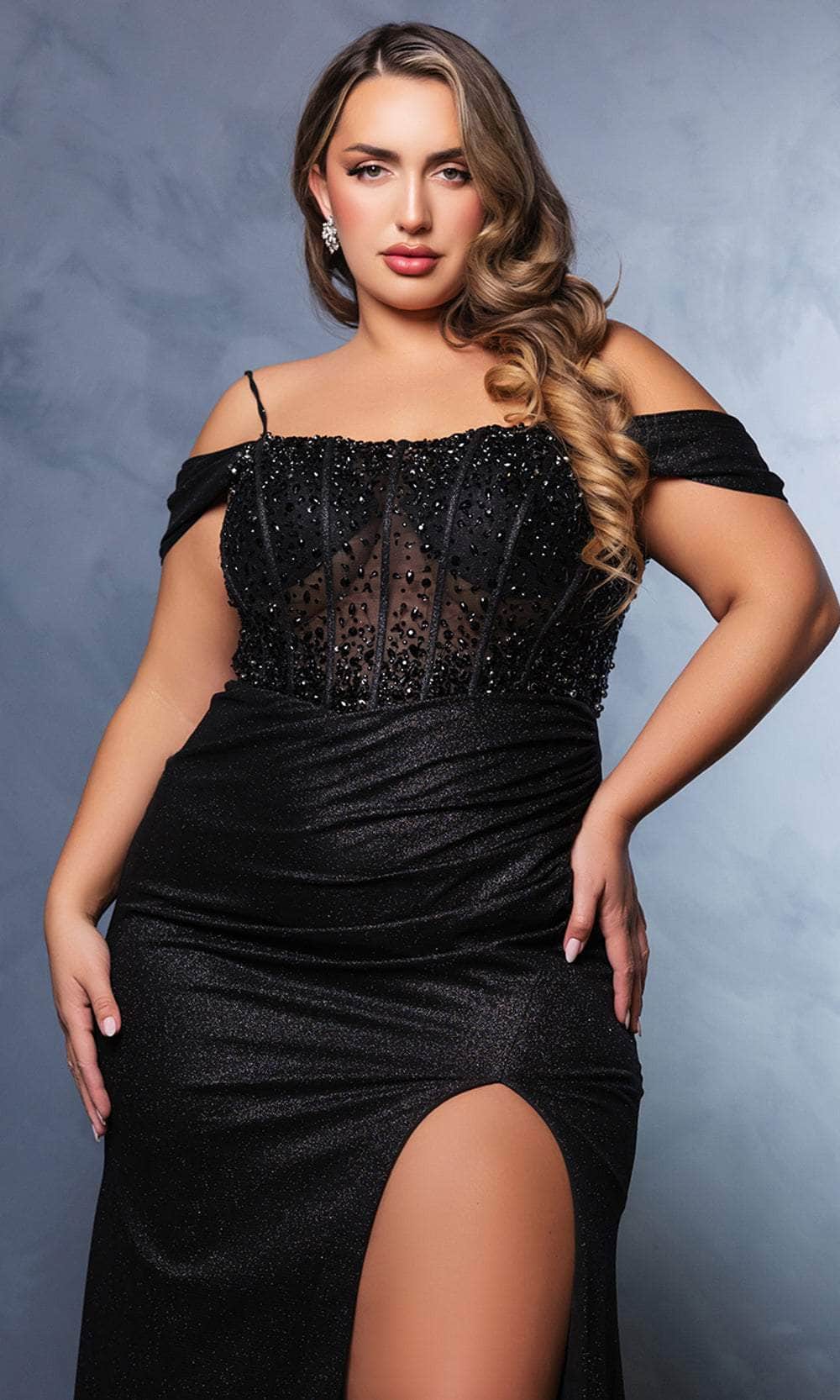 Off-the-Shoulder Floor-Length Jersey Prom Sheath/Column May Queen 2115