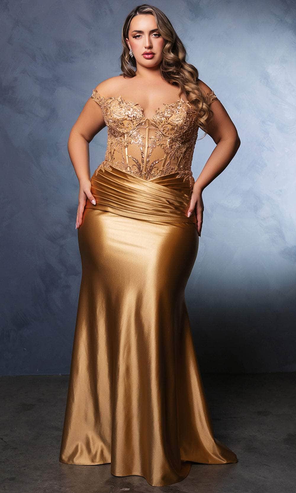 Off-the-Shoulder Floor-Length with Train Satin Prom Mermaid/Trumpet May Queen 2141