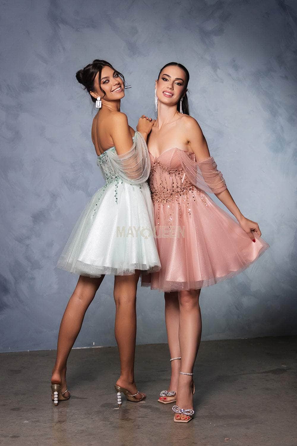 Off-the-Shoulder Mini/Short Tulle Cocktail A-Line May Queen 2147