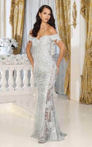 Off-the-Shoulder Floor-Length Lace Prom Mermaid May Queen RQ8074