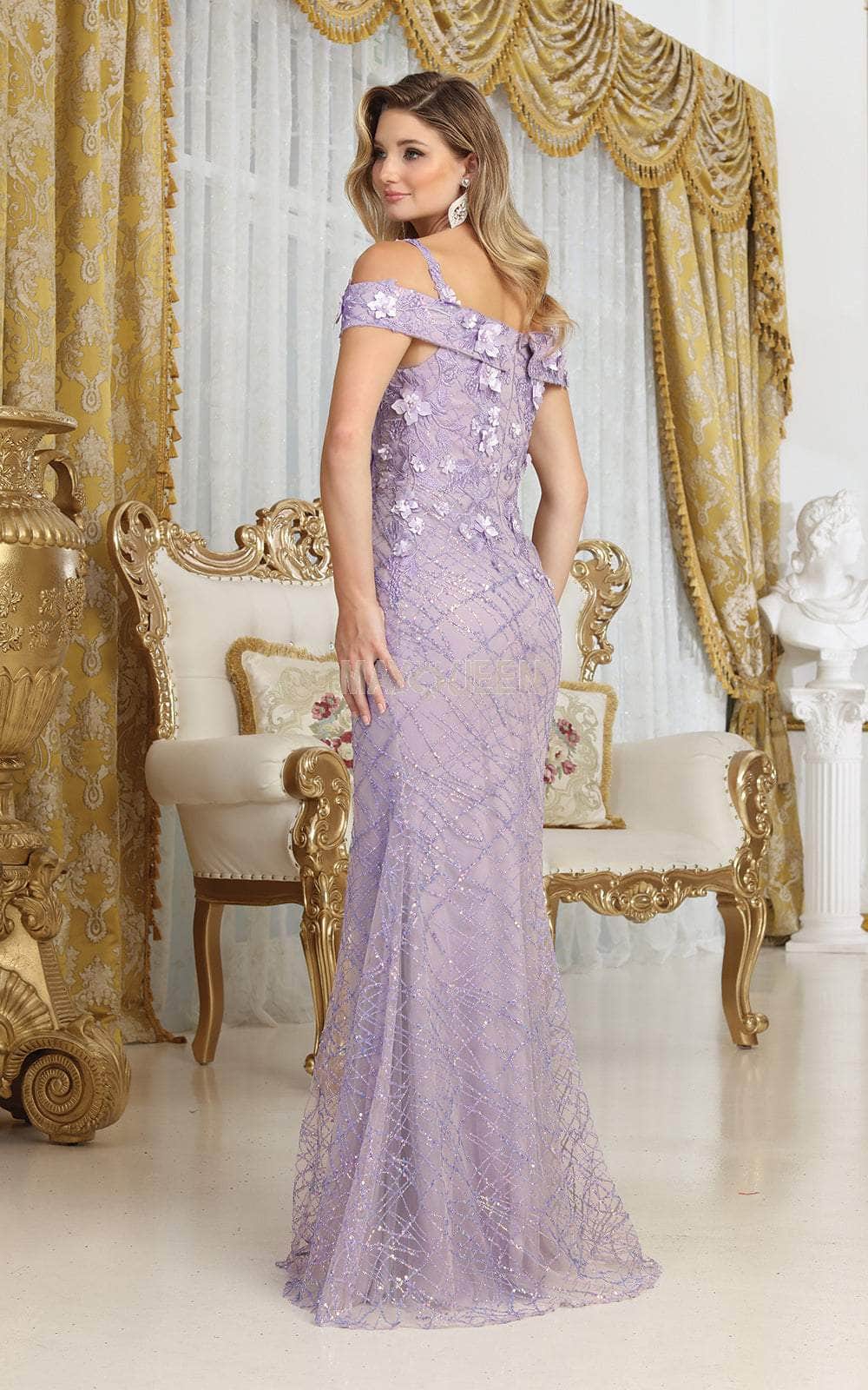 Off-the-Shoulder Floor-Length Lace Prom Sheath/Column May Queen RQ8088