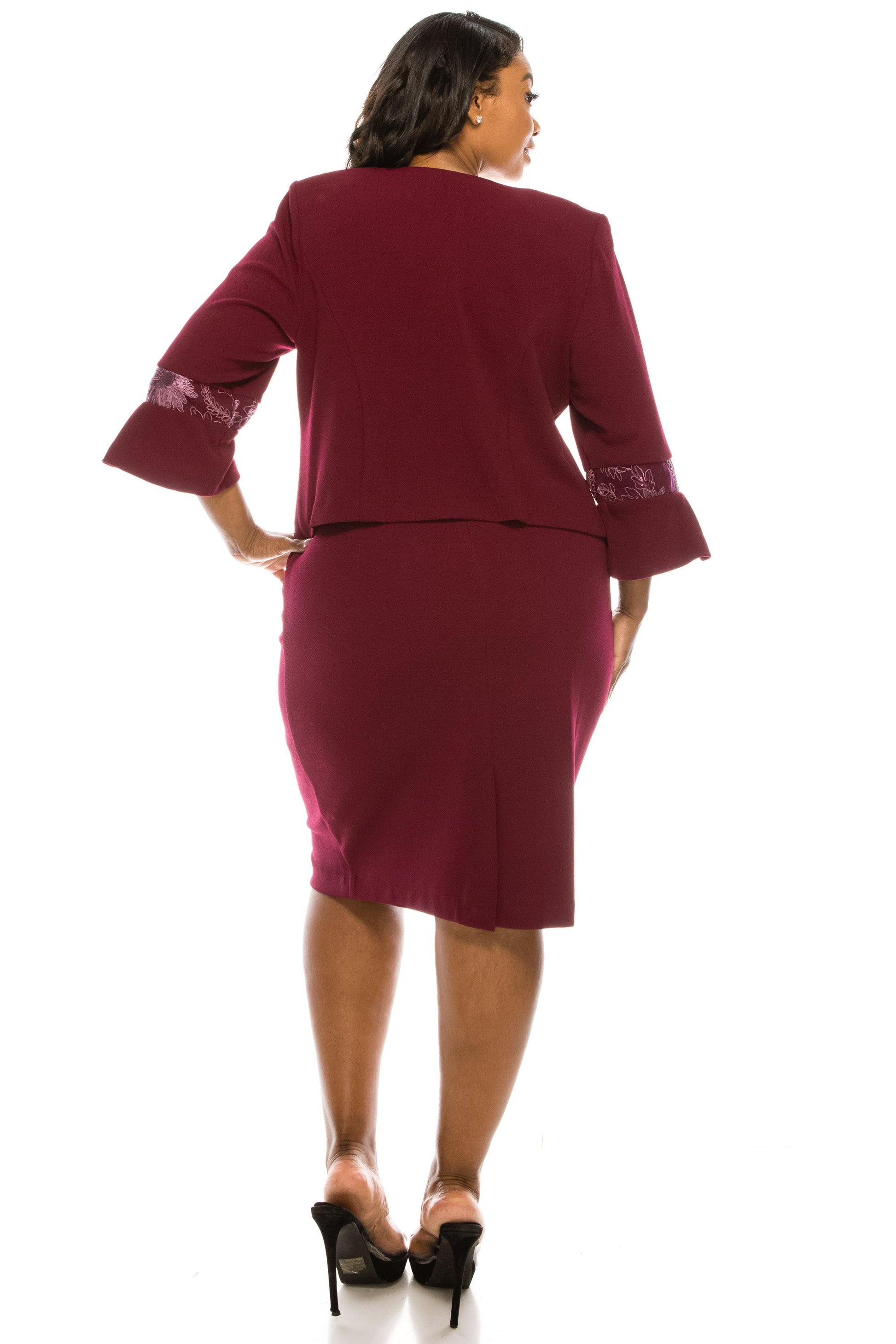 Maya Brooke Plus Size Embroidered Jacket Short Dress