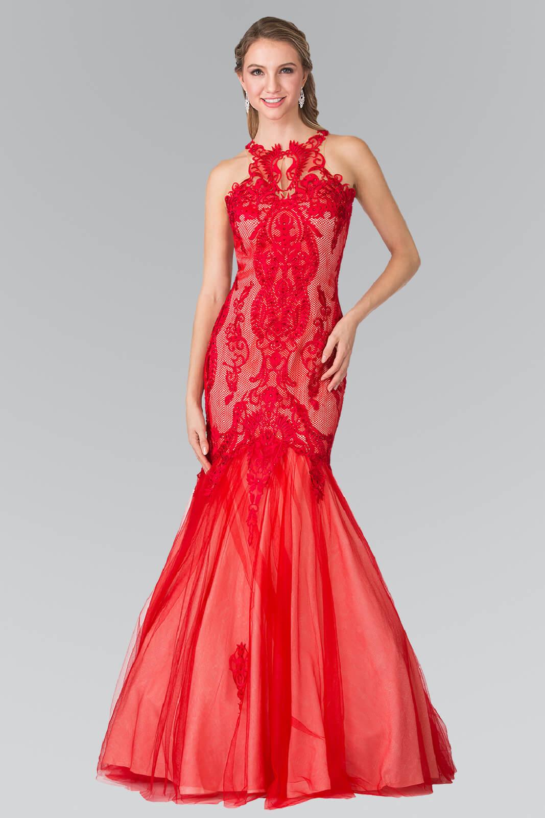 Mermaid Long Prom Halter Homecoming Gown - The Dress Outlet Elizabeth K