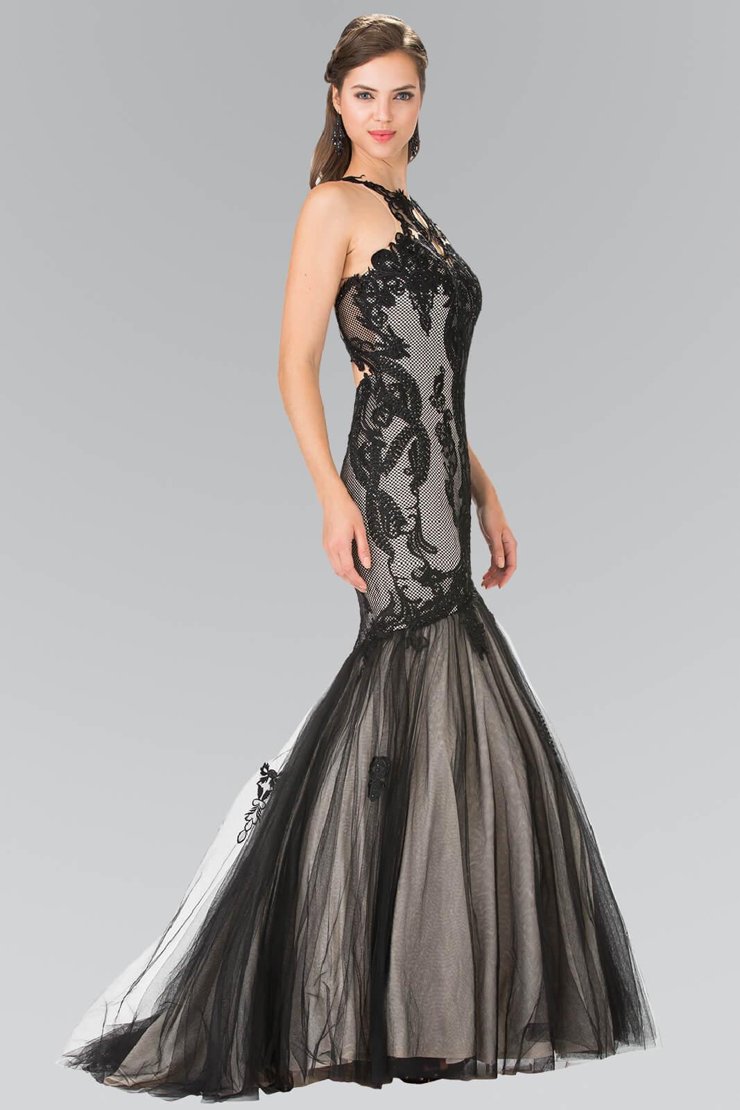 Mermaid Long Prom Halter Homecoming Gown - The Dress Outlet Elizabeth K