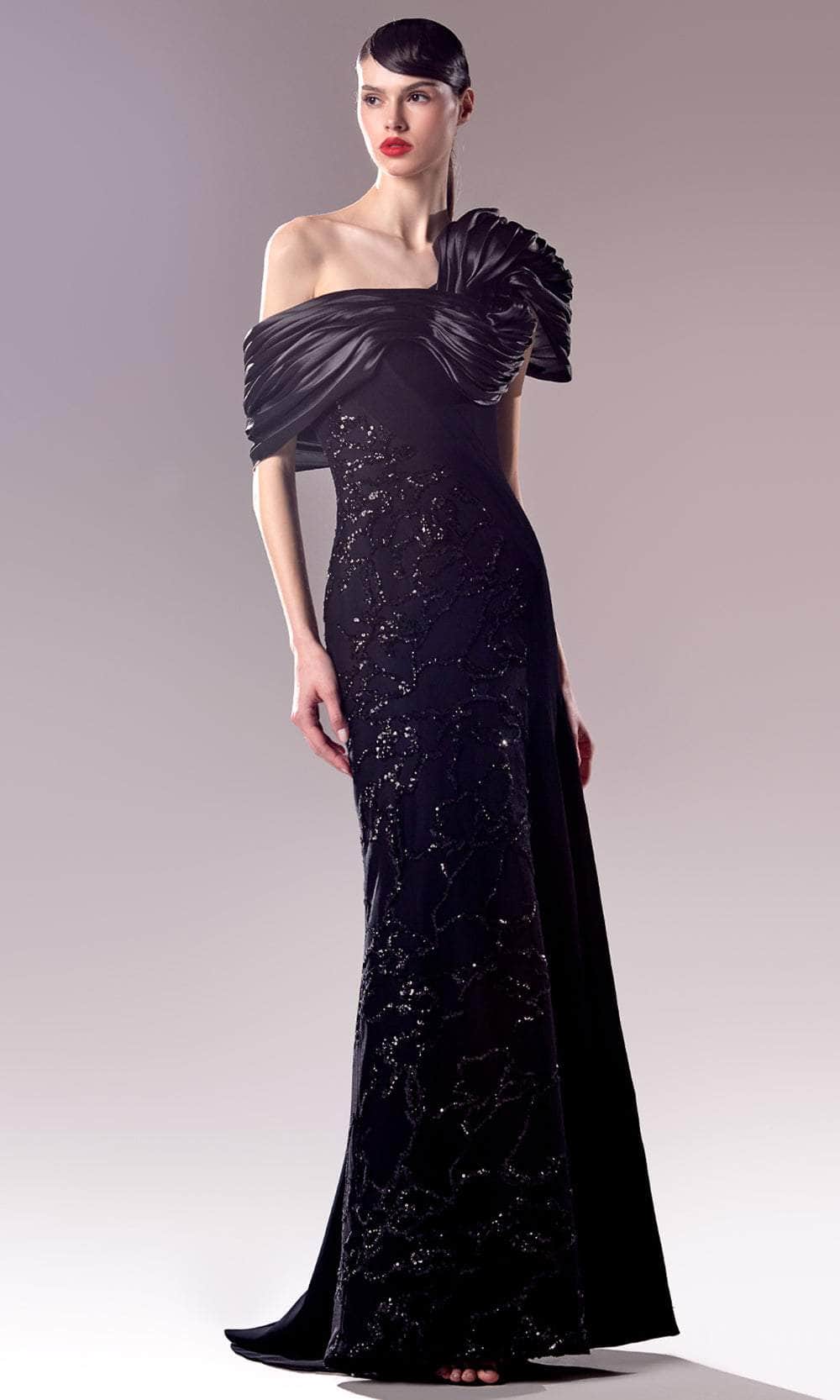 Off-the-Shoulder Floor-Length Lace Prom Sheath MNM Couture G1626