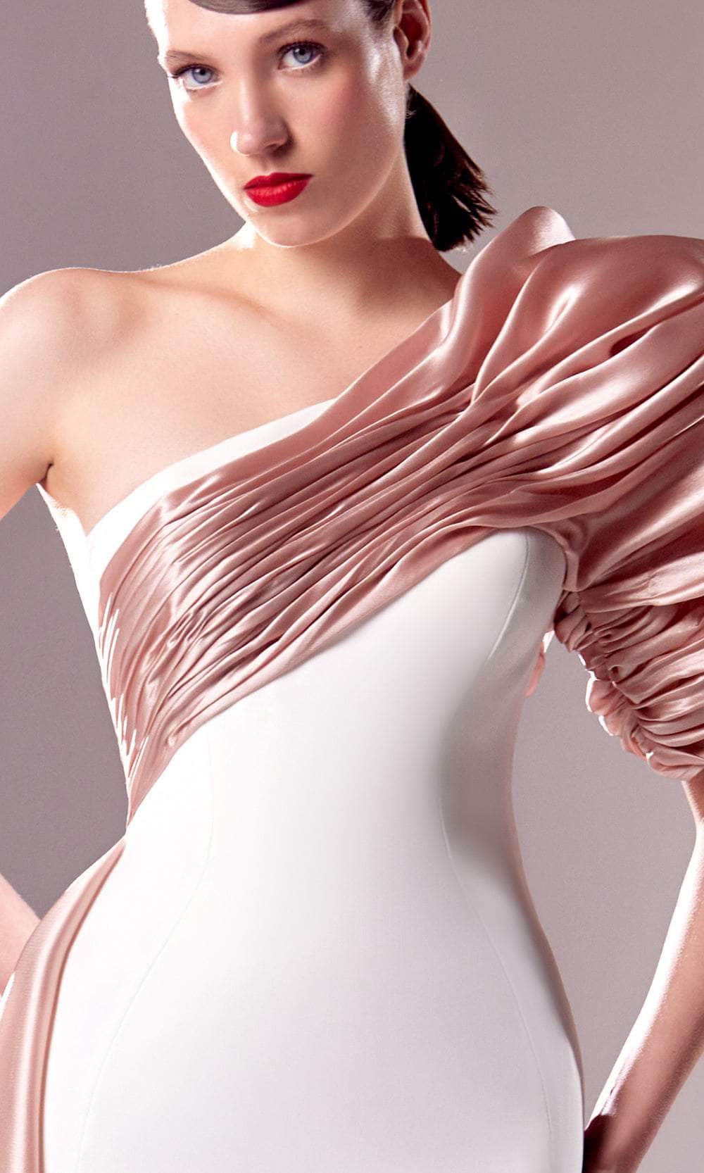 One-Shoulder Floor-Length Crepe Prom Sheath MNM Couture G1633